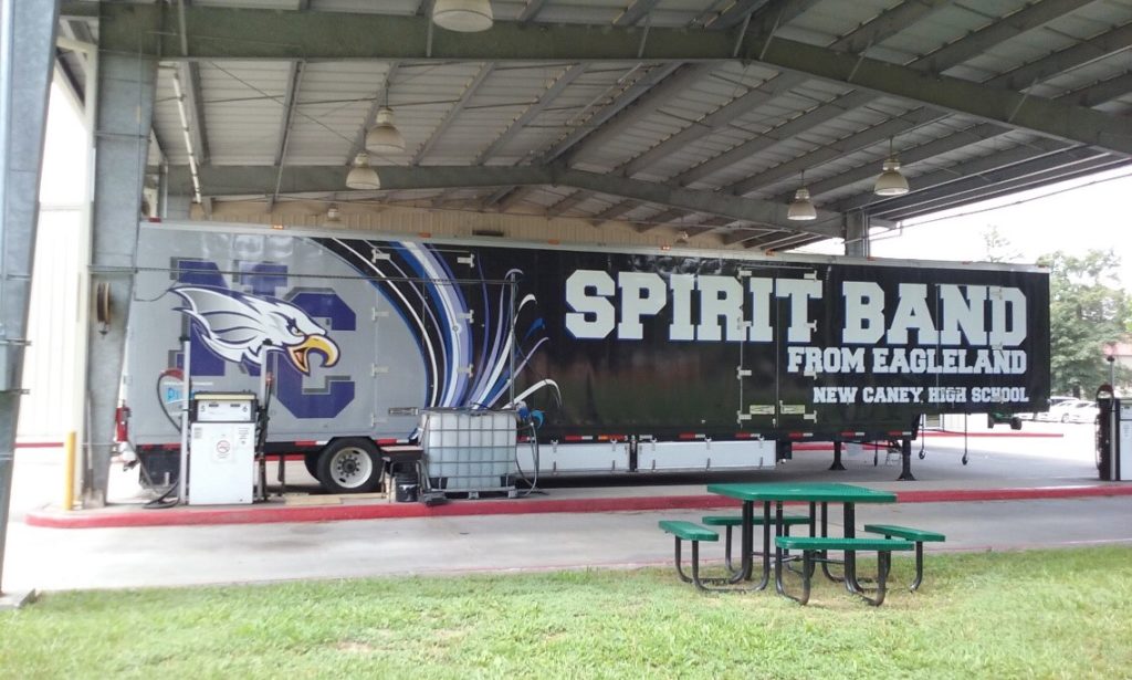 New Caney ISD's Spirit Band and their new custom trailer.
