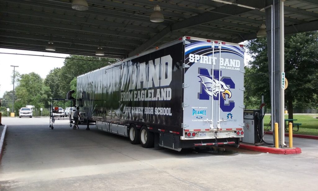 New Caney ISD's Spirit Band and their new custom trailer.